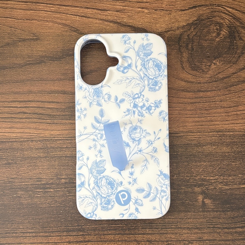 Loopy Case Blue Toile Apple Iphone 16 Phone Case (RIGHTY) with Extra Loop